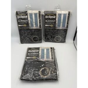 Eclipse Blackout Curtains 42x63 Black Thermaback Grommet Panels Lot 3